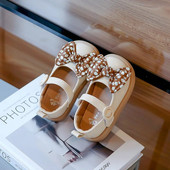 2023-as új masni virágnyomatok gyerekcipők horog-hurkos kerek orrú platform Gyermek divatos bőrcipők, csúszásmentes, lapos szállítás