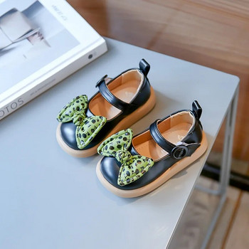 2023 New Bow Flower Prints Παιδικά παπούτσια με γάντζο & θηλιά Round-toe πλατφόρμα Παιδικά μοδάτα δερμάτινα παπούτσια Drop Αποστολή Αντιολισθητικά επίπεδα