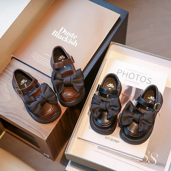 Παιδικά μοντέρνα δερμάτινα παπούτσια για κορίτσια Απλά αντιολισθητικά παπιγιόν 2023 Παιδικά παπούτσια Casual Hook & Loop British Style Δωρεάν αποστολή