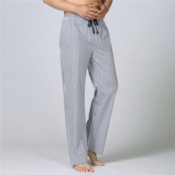 Douhoow Мъжки пижамни панталони Еластични ленти със средна талия, карирани щамповани холни панталони Памучни панталони с шнурове Спално облекло