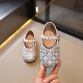 2023. gada Mērijas Džeinas apavi meitenēm Bērnu apavi Kristāla apavi ballīšu kāzu šoviem PU bērnu modes zempapēžu kurpes, PU