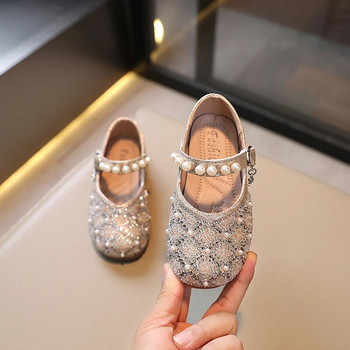2023 Mary Jane Παπούτσια για κορίτσια Παιδικά Παπούτσια Κρυστάλλινα παπούτσια για πάρτι γάμου PU Παιδική μόδα Χαμηλά τακούνια ρηχά παπούτσια PU