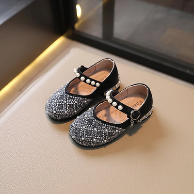 2023. gada Mērijas Džeinas apavi meitenēm Bērnu apavi Kristāla apavi ballīšu kāzu šoviem PU bērnu modes zempapēžu kurpes, PU