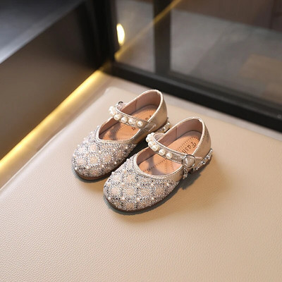 2023. gada Mērijas Džeinas apavi meitenēm Bērnu apavi Kristāla apavi ballīšu kāzu šoviem PU bērnu modes zempapēžu kurpes, PU