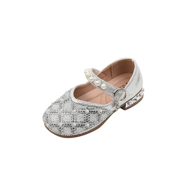 2023. gada Mērijas Džeinas apavi meitenēm Bērnu apavi Kristāla apavi ballīšu kāzu šoviem PU bērnu modes zempapēžu kurpes, PU