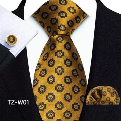 Klasiska vīriešu kaklasaite, melna sudraba svītraina ziedu Paisley zīda kaklasaites kabatas kvadrātveida aproču pogas komplekts uzvalks kāzu biznesa dāvana vīriešiem