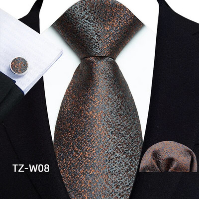 Klasiska vīriešu kaklasaite, melna sudraba svītraina ziedu Paisley zīda kaklasaites kabatas kvadrātveida aproču pogas komplekts uzvalks kāzu biznesa dāvana vīriešiem