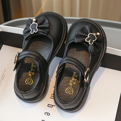 2023. g. Meiteņu ādas apavi PU kurpes bērniem ar ķemmīti ar zaķi, gudru un daudzpusīgu bērnu apavi.