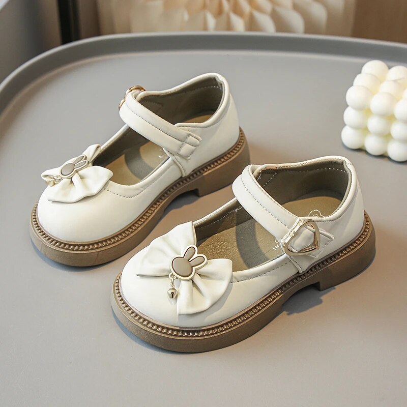 2023. g. Meiteņu ādas apavi PU kurpes bērniem ar ķemmīti ar zaķi, gudru un daudzpusīgu bērnu apavi.