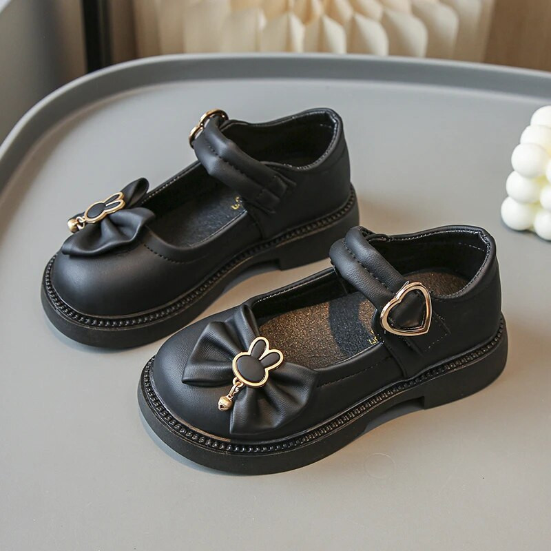 2023. g. Meiteņu ādas apavi PU kurpes bērniem ar ķemmīti ar zaķi, gudru un daudzpusīgu bērnu apavi.