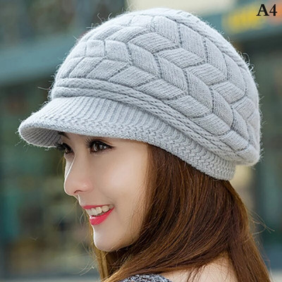 Ženske kape Zimska topla pletena kapa Dvoslojna zečja dlaka plus baršunasta kapa sa šiltom Beanies za žene Ležerne