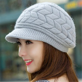 ziemas cepure sievietēm adītas vilnas cepures iekšpusē adītas cepures sievietēm truša kažokādas cepure Rudens un ziemas modes sieviešu cepure jaun.