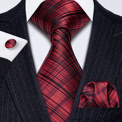 Klasična muškoplava prugasta kravata za muškarce Elegantno svileno visokokvalitetno tkano odijelo Komplet muških kravata Poslovna svadba Barry. Wang dizajner