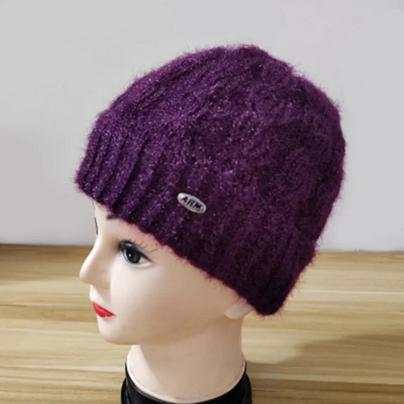 Elegantna zimska pletena kapa Ženska i baršunasta pletena kapa sa šilterima za žene, mame, bake, kape, jesenske modne kape s kapama