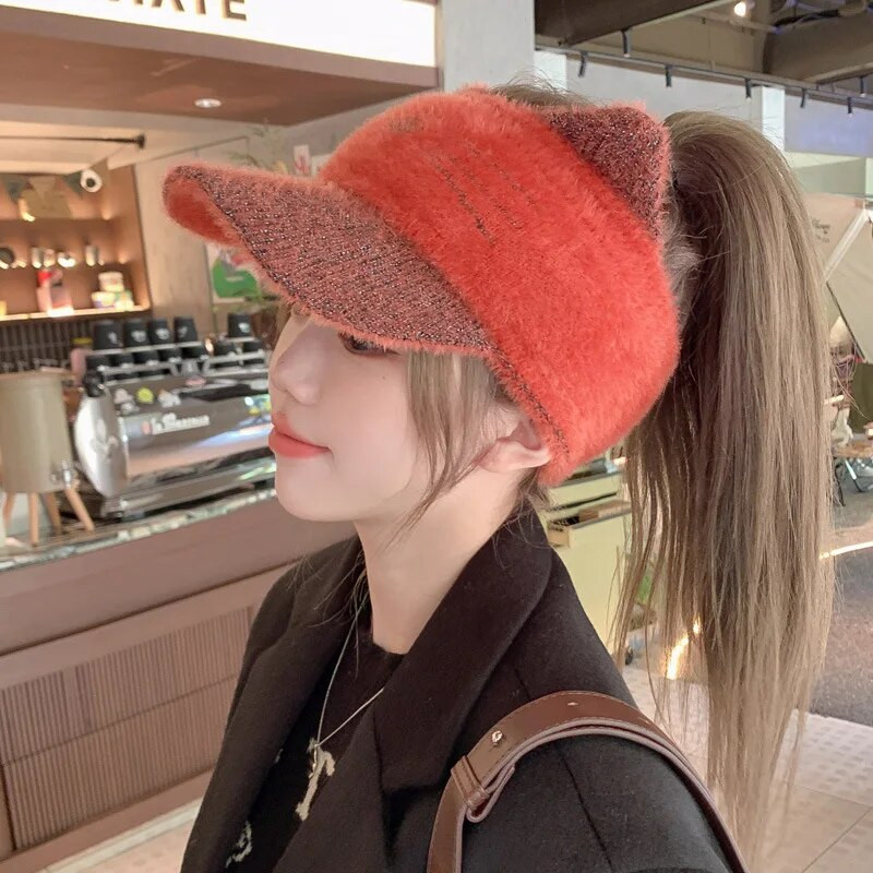 Ženska kapa sa šiltom 2023. Nova modna korejska pletena kapa s mačjim ušima za vanjsku zimu, topla sportska bejzbol kapa s repom Gorras Hombre