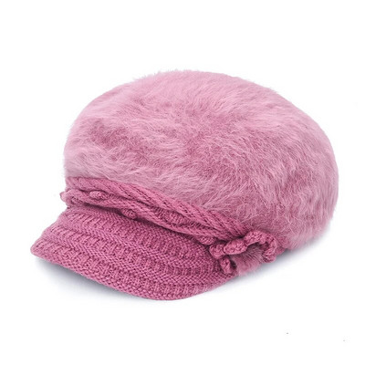 D&T 2022. Novi modni šešir Beretka Ženska pletena topla cvjetna dekoracija Zaštita od sunca Zimska elegantna jednobojna dlakava vunena kapa