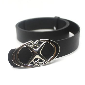 Пънк Moon Star Buckle Belt Design Cross Metal Vintage Gothic Men Women Y2k Колан Pu кожен колан Дънки Панталони Декоративен колан