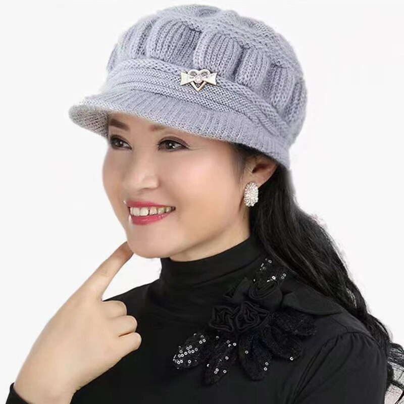 Ženske kape Zimska topla pletena kapa Kapa od zečje dlake, jednobojna, baršunasta kapica u obliku srca, kapice s šilterom, kape za žene, ležerne kape Skullies