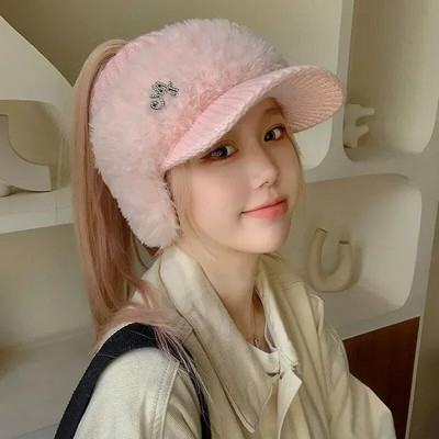 Bejzbol kapa za žene Šešir Modna zimska 2023. debela topla pletena kapa s naušnicama Ženski šeširi sa šiltom za sport na otvorenom otporni na vjetar