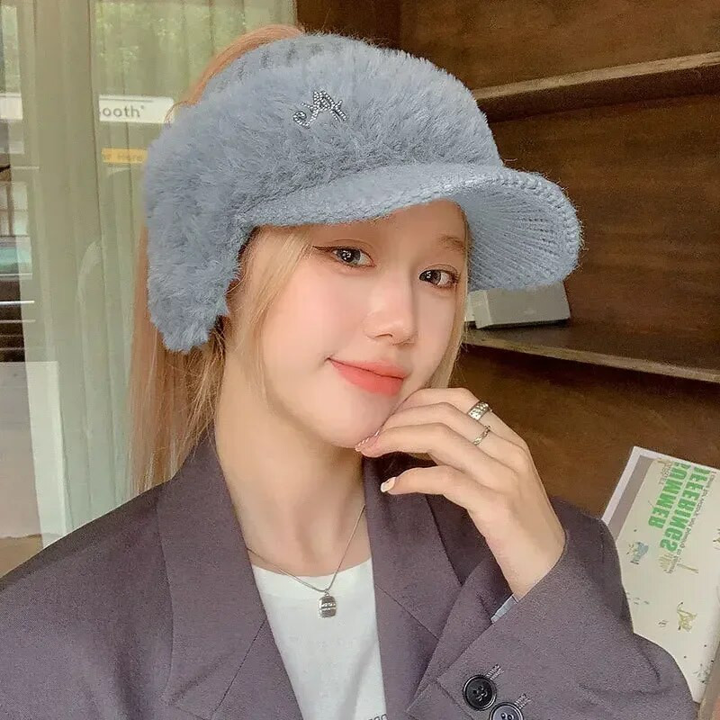 Bejzbol kapa za žene Šešir Modna zimska 2023. debela topla pletena kapa s naušnicama Ženski šeširi sa šiltom za sport na otvorenom otporni na vjetar