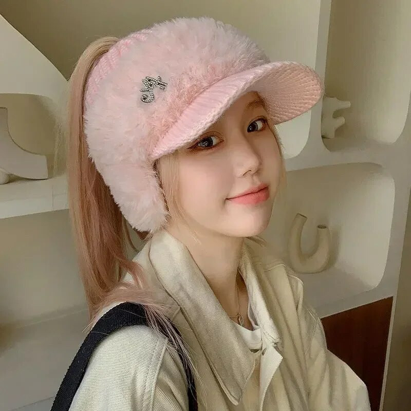 Bejzbol kapa za žene Šešir Modna zimska 2023. debela topla pletena kapa s naušnicama Ženski šeširi sa šiltom za sport na otvorenom otporni na vjetar