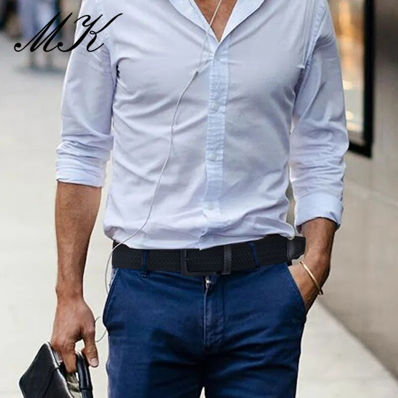 MaiKun vászon övek férfiaknak divatos fém tűs csat katonai taktikai pánt férfi elasztikus öv nadrág farmerekhez