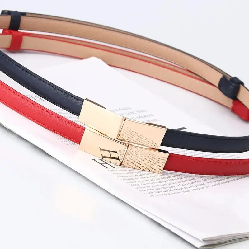 Modni klasični remen za haljinu Jednostavan svestrani ženski kožni tanki uski metalni zlatni pojas s elastičnom kopčom Remen Dodaci za haljine