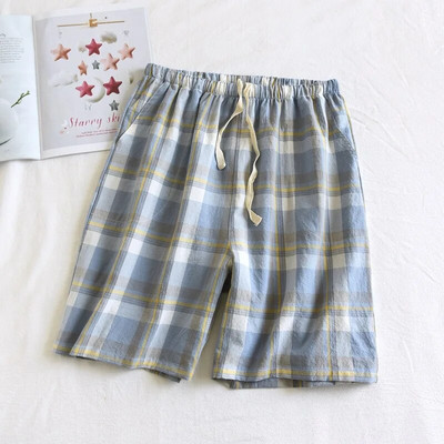 Vasaras vīriešu pidžamas šorti Kokvilnas mājsaimniecības bikses plānas, seksīgas guļamveļas Vīriešu brīvas rūtainas pidžamas bikses