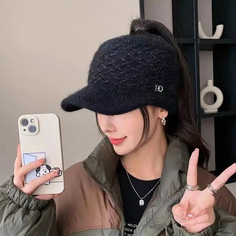 Sieviešu cepure 2023. gada jauna mode, rudens, ziema, silti, tukši augšējie vizieri, kasešu sieviešu sieviešu sporta skriešana ar augstu zirgaste beisbola cepures