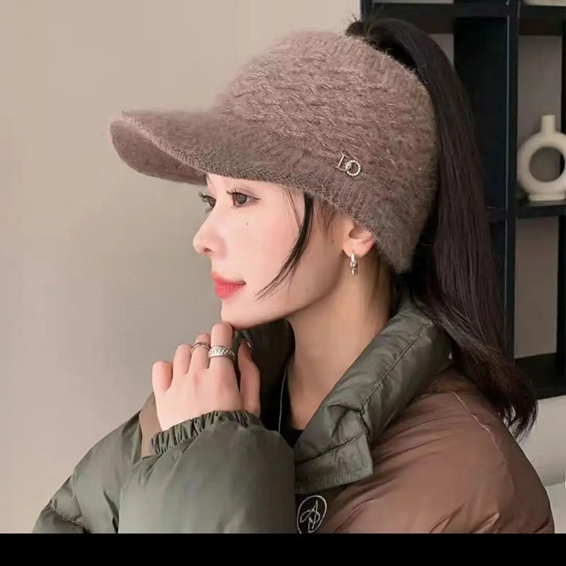 Sieviešu cepure 2023. gada jauna mode, rudens, ziema, silti, tukši augšējie vizieri, kasešu sieviešu sieviešu sporta skriešana ar augstu zirgaste beisbola cepures