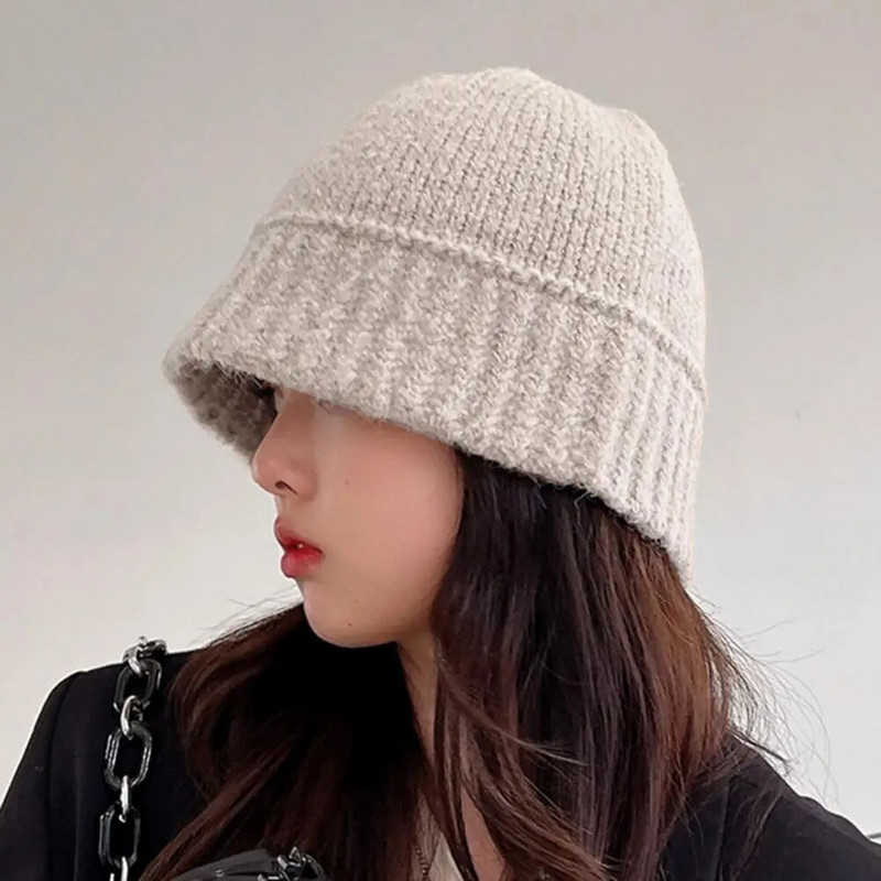 Stilinga kibiro skrybėlė, kvėpuojanti megzta kibiro kepurė su briaunomis, lengva vienspalvė moteriška kepurė