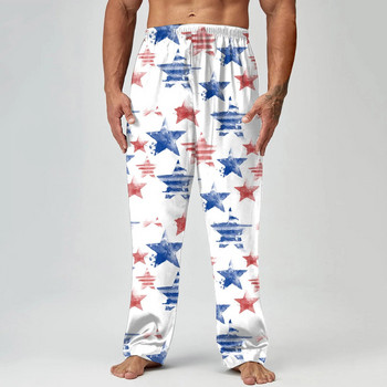 Мъже Пролет Лято Ден на независимостта Печат Пижама Панталони Дълги панталони Ежедневни панталони 10 звезди