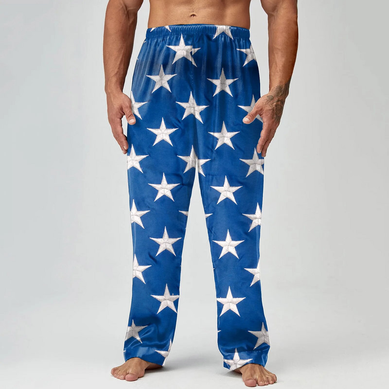 Férfi Tavasz Nyár Függetlenség Napja Nyomtatás Pizsama nadrág Hosszú nadrág Alkalmi nadrág 10 csillagos