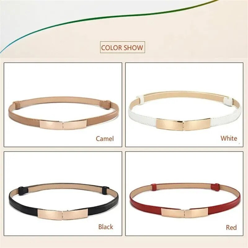 Modni klasični remen za haljinu Jednostavan svestrani ženski kožni tanki uski metalni zlatni pojas s elastičnom kopčom Remen Dodaci za haljine