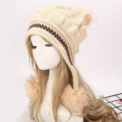 Panama ženski jesenski i zimski pleteni vuneni pulover Hladna kapa Modna topla zadebljana Baotou kapa otporna na vjetar H147