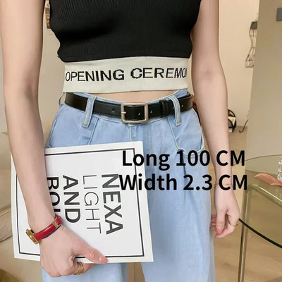 PU kožni remen za žene Traperice s četvrtastom kopčom i kopčom Crni remen Chic Luksuzni brend Ženski vintage remen Ženski pojas