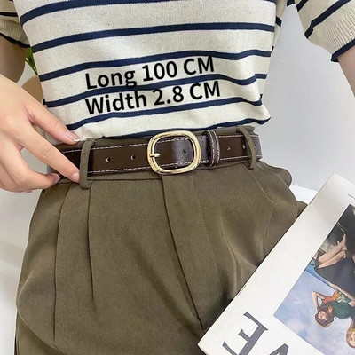 PU kožni remen za žene Traperice s četvrtastom kopčom i kopčom Crni remen Chic Luksuzni brend Ženski vintage remen Ženski pojas