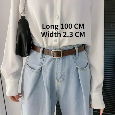 PU kožni remen za žene Traperice s četvrtastom kopčom i kopčom Crni remen Chic Luksuzni brend Ženski vintage remen Ženski pojas