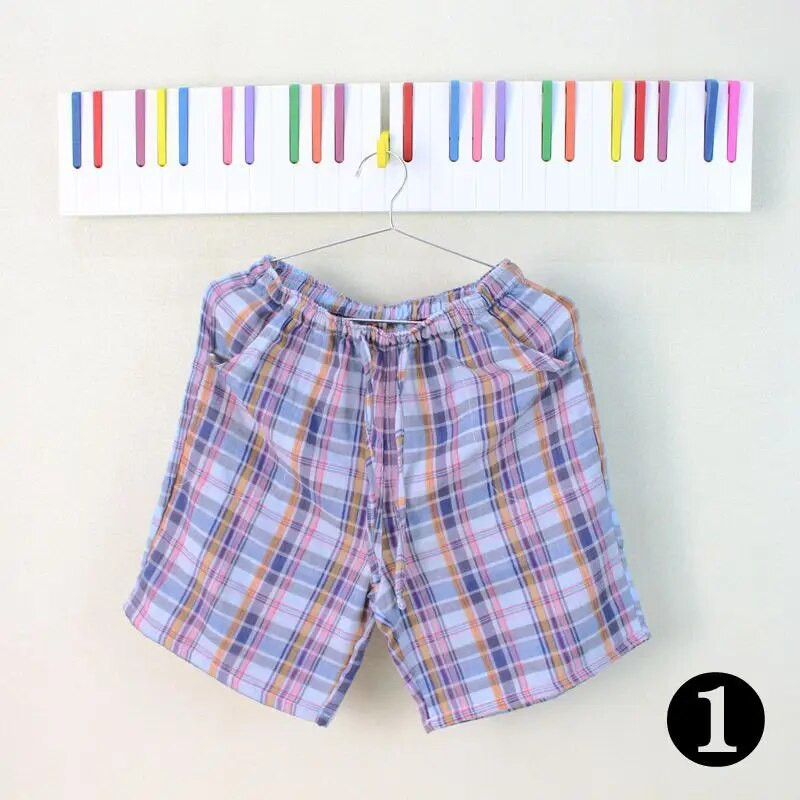 Férfi alvónadrágok Férfi pamut pizsama rövidnadrágok Férfi nappali rövidnadrágok nyári alkalmi, légáteresztő pamut géz kockás nadrágok alvó alsók