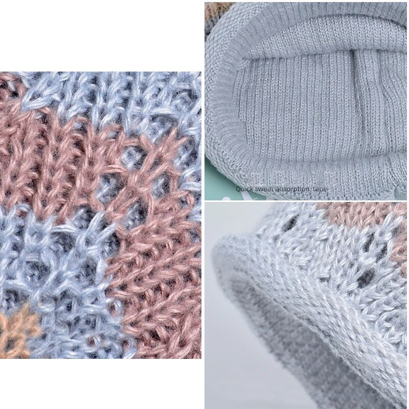 Panama ženski topli zimski šešir od deblje vune Pleteni pulover Hladna kapa Velika traka za glavu Kapa za zaštitu od hladnoće H159