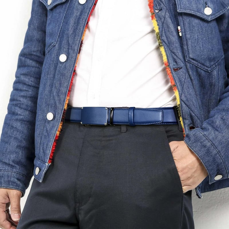 Poslovni muški remen od prave kože, višebojna goveđa koža, ležerno odijelo s automatskom kopčom, univerzalni remen za muškarce