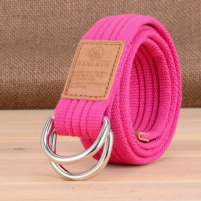 Jednobojni platneni uniseks remen, dvostruka prstenasta kopča, raznobojni tkani ženski remen, remen za kampus, mladi dječak, djevojka, pojas, veleprodaja