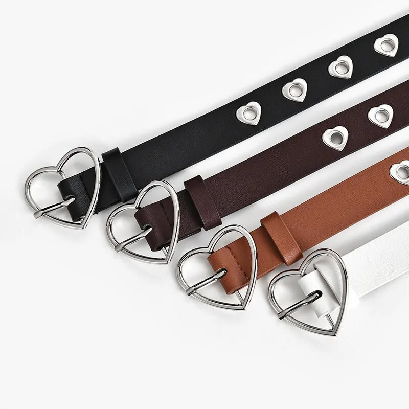 Ženski remen Modni kožni punk remen s podesivim rupama u obliku ljubavnog srca Luksuzni dizajnerski remen s kopčom za odjevne traperice Cool