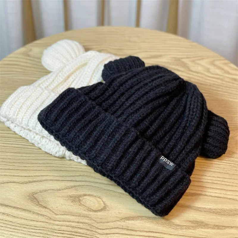 Ženske mačje uši Steamed Cathaped Zimska pletiva Štitnik za uši Kapuljača Vunena toplina, moda i kapa za slobodno vrijeme H34