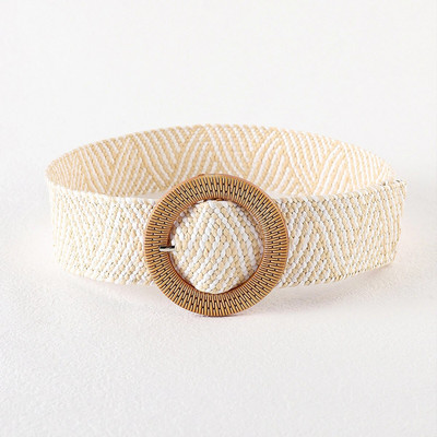 Jauna sieviešu salmu pīta josta vasaras PP salmu austa josta pludmales stilā elastīga plata jostasvieta Boho kleita dekoratīva josta brīvdienas