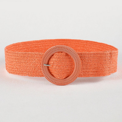 Jauna sieviešu salmu pīta josta vasaras PP salmu austa josta pludmales stilā elastīga plata jostasvieta Boho kleita dekoratīva josta brīvdienas