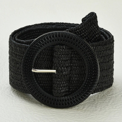 Jauna sieviešu salmu pīta josta vasaras PP salmu austa josta pludmales stilā elastīga plata jostasvieta Boho kleita dekoratīva josta brīvdienas