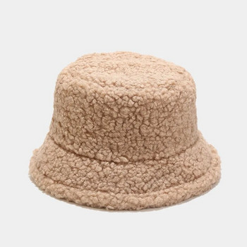 Шапка с кофа от агнешка изкуствена кожа Зимни топли плюшени кадифени шапки Шапки за жени Дамска рибарска шапка Панама на открито