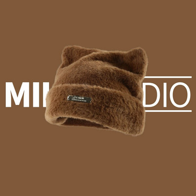 Panamos moterų rudens ir žiemos šilumos imitacija audinės vilnos megztinis šaltas kepuraitė Baotou Fashion Outdoor Y2K H113 kepuraitė