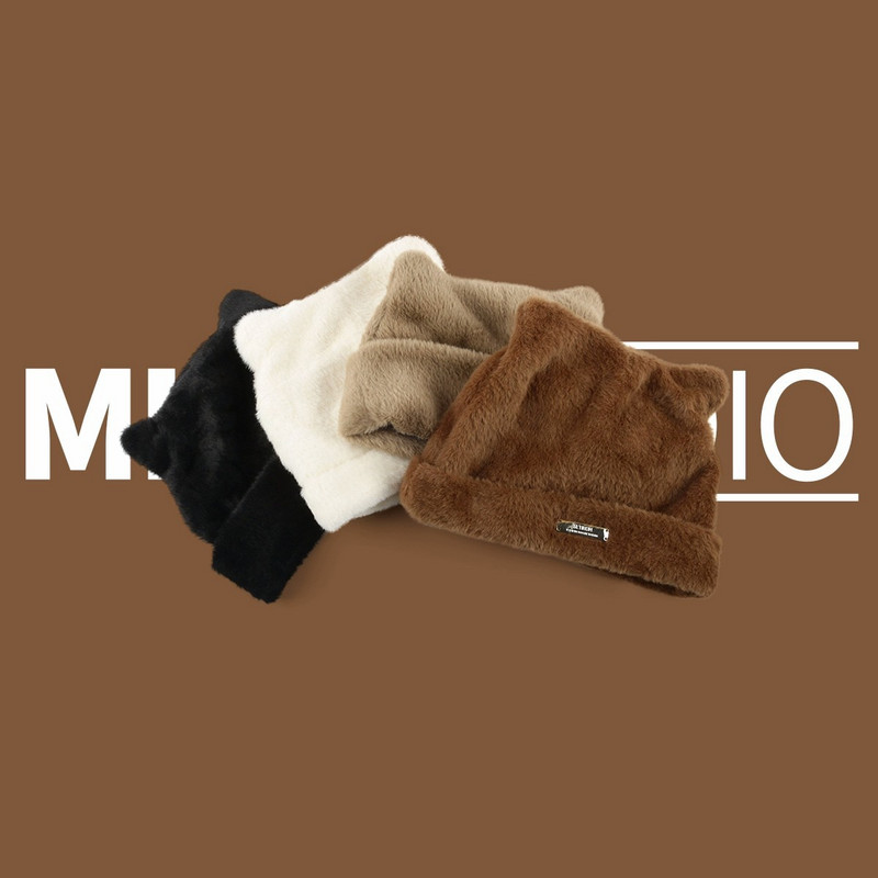 Panamos moterų rudens ir žiemos šilumos imitacija audinės vilnos megztinis šaltas kepuraitė Baotou Fashion Outdoor Y2K H113 kepuraitė